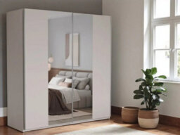 Arte Stylish Beige 200Cm Sliding Wardrobe - Spacious Storage & Smoked Mirror Elegance - thumbnail 2