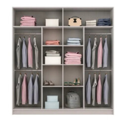 Arte Stylish Beige 200Cm Sliding Wardrobe - Spacious Storage & Smoked Mirror Elegance - thumbnail 4
