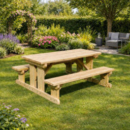 Rutland County Garden Furniture Tinwell Walk-In Picnic Table - 5Ft Width X 6Ft Length (Rounded Edges) - thumbnail 4