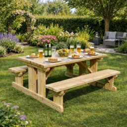 Rutland County Garden Furniture Tinwell Walk-In Picnic Table - 5Ft Width X 6Ft Length (Rounded Edges) - thumbnail 1