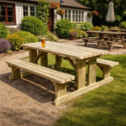Rutland County Garden Furniture Tinwell Walk-In Picnic Table - 5Ft Width X 6Ft Length (Rounded Edges) - thumbnail 3
