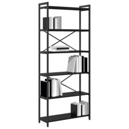 Berkfield Bookcase Black Oak 80 X 30 X 188 Cm Engineered Wood - thumbnail 3