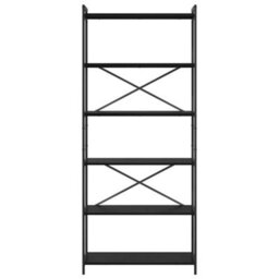Berkfield Bookcase Black Oak 80 X 30 X 188 Cm Engineered Wood - thumbnail 5