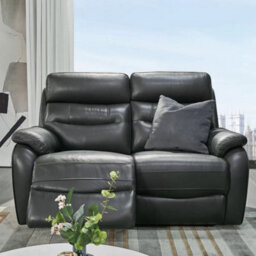 Fletcher Dark Grey Leather 2 Seater Power Recliner Sofa With Power Headrests, Pocket Sprung Seats & Usb Charging Ports - thumbnail 5