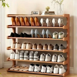 6 Tier Bamboo Shoe Rack Closet Storage Organiser Freestanding Footwear Shelf - thumbnail 6