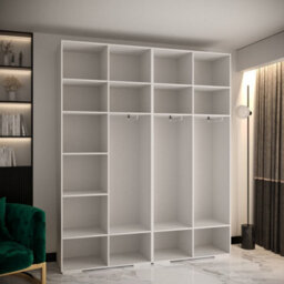 Arte Manhattan Iv Elegant Spacious White Hinged Door Wardrobe W2000mm H2370mm D470mm - 4 Doors, 20 Shelves - thumbnail 7