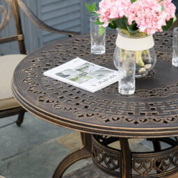 Wyld Haus Nera 5-Piece Cast Aluminium Bronze Outdoor Dining Set With Cushions And Round Table, 4 Seats - thumbnail 7