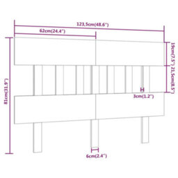 Berkfield Bed Headboard Honey Brown 123.5X3X81 Cm Solid Wood Pine - thumbnail 6