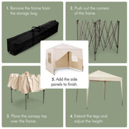 Vonhaus Pop Up Gazebo 2.5M X 2.5M, Heavy Duty Garden Marquee Shelter Canopy With Removable Sides, Leg Weights And Storage Bag - thumbnail 4