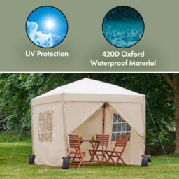 Vonhaus Pop Up Gazebo 2.5M X 2.5M, Heavy Duty Garden Marquee Shelter Canopy With Removable Sides, Leg Weights And Storage Bag - thumbnail 2