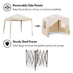 Vonhaus Pop Up Gazebo 2.5M X 2.5M, Heavy Duty Garden Marquee Shelter Canopy With Removable Sides, Leg Weights And Storage Bag - thumbnail 3
