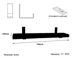 Toolty Rustic Handmade Wall Shelf, Wall Mounted, 70Cm X 22.5Cm Up Design, Unprimed, Handcrafted Vintage Style - thumbnail 5