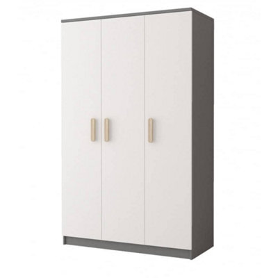 Arte Smyk Ii 19 Grey Carcass White Front Hinged Wardrobe 1200mm H1930mm D500mm With Oak Sonoma Handles - Refined Storage - image 1