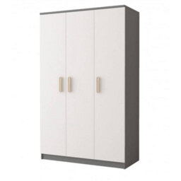 Arte Smyk Ii 19 Grey Carcass White Front Hinged Wardrobe 1200mm H1930mm D500mm With Oak Sonoma Handles - Refined Storage - thumbnail 1