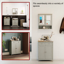 Lassic Bath Vida Priano Grey 2 Drawer 2 Door Freestanding Bathroom Cabinet - thumbnail 7