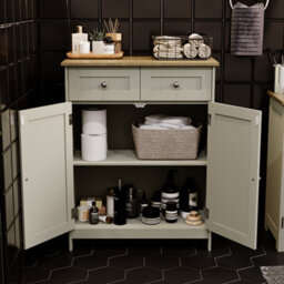 Lassic Bath Vida Priano Grey 2 Drawer 2 Door Freestanding Bathroom Cabinet - thumbnail 3
