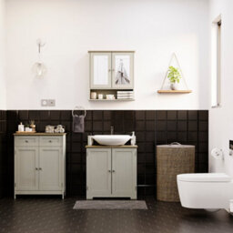 Lassic Bath Vida Priano Grey 2 Drawer 2 Door Freestanding Bathroom Cabinet - thumbnail 4