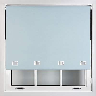 Furnished Made To Measure Blackout Roller Blinds With Big Square Eyelets - Duck Egg Blue Blind (W)240Cm (L)210Cm