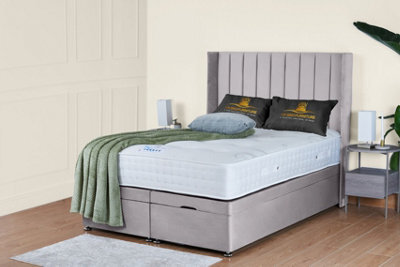 UKBEDFURNITURE Victoria Plush Silver End Opening Divan Ottoman Bed With 54 Inch Headboard - image 1