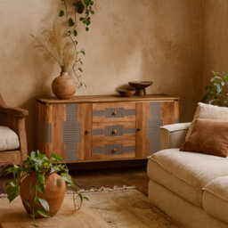 Wyld Haus Idaho Natural Acacia Sideboard, 3 Drawers And 2 Doors - thumbnail 2