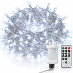 Shopnbits 15M 120 Led Fairy Lights Cool White, Ip65 Waterproof, 8 Modes Remote Timer, Indoor Outdoor - thumbnail 1
