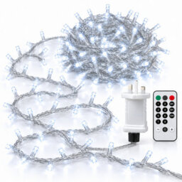 Shopnbits 15M 120 Led Fairy Lights Cool White, Ip65 Waterproof, 8 Modes Remote Timer, Indoor Outdoor - thumbnail 2