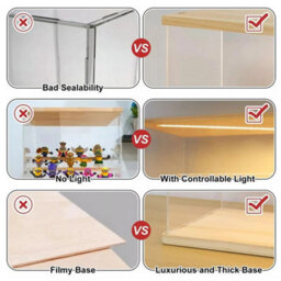 Acrylic Display Case Dustproof Box Perspex Clear Collectibles Model & Led Lights - thumbnail 3