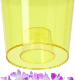 B2C Plant Orchid Pot Plastic  Gloss Oval Planter 12 Cm Yellow Transparent Round - thumbnail 2