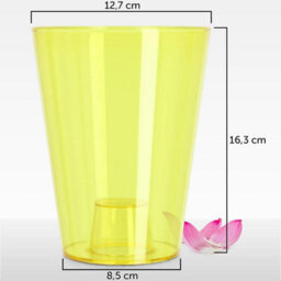 B2C Plant Orchid Pot Plastic  Gloss Oval Planter 12 Cm Yellow Transparent Round - thumbnail 3