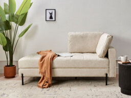 Beliani Right-Hand Chaise Longue Rebais Faux Leather Light Beige - thumbnail 2