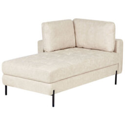 Beliani Right-Hand Chaise Longue Rebais Faux Leather Light Beige - thumbnail 4