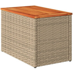 Berkfield Garden Side Tables 2Pcs Beige 55X34X37Cm Poly Rattan Solid Wood - thumbnail 5