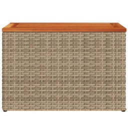 Berkfield Garden Side Tables 2Pcs Beige 55X34X37Cm Poly Rattan Solid Wood - thumbnail 6
