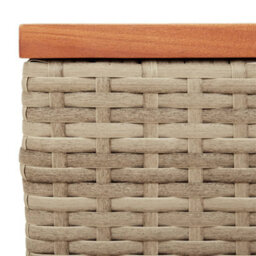 Berkfield Garden Side Tables 2Pcs Beige 55X34X37Cm Poly Rattan Solid Wood - thumbnail 9