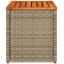 Berkfield Garden Side Tables 2Pcs Beige 55X34X37Cm Poly Rattan Solid Wood - thumbnail 7