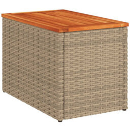 Berkfield Garden Side Tables 2Pcs Beige 55X34X37Cm Poly Rattan Solid Wood - thumbnail 8