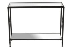 Orsina Black Finish Console Table, Sleek Two Tier Tempered Glass Top And Shelf - thumbnail 4