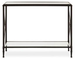 Orsina Black Finish Console Table, Sleek Two Tier Tempered Glass Top And Shelf - thumbnail 5