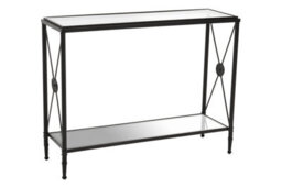 Orsina Black Finish Console Table, Sleek Two Tier Tempered Glass Top And Shelf - thumbnail 3