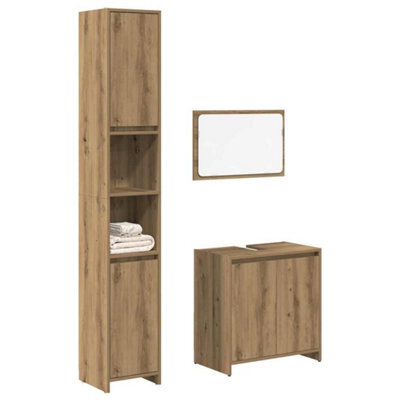 Berkfield 3 Piece Bathroom Furniture Set Artisan Oak Engineered Wood - image 1