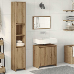 Berkfield 3 Piece Bathroom Furniture Set Artisan Oak Engineered Wood - thumbnail 3