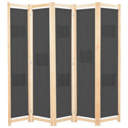 Walplus 5-Panel Room Divider Grey 200X170X4 Cm Fabric - thumbnail 1