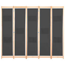 Walplus 5-Panel Room Divider Grey 200X170X4 Cm Fabric - thumbnail 2