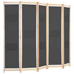 Walplus 5-Panel Room Divider Grey 200X170X4 Cm Fabric - thumbnail 3