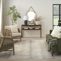 Grey Gold Modern Abstract Easy To Clean Living Room Bedroom & Dining Room Rug-259Cm X 345Cm - thumbnail 1