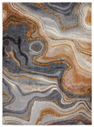 Blue Bronze Abstract Jute Polyester Modern Living Room, Bedroom  Rug - 240Cm X 330Cm - thumbnail 4