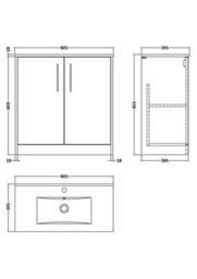 Hudson Reed Juno Floor Standing 2 Soft Close Door Vanity Unit With Minimalist 1 Tap Hole Basin In Metallic Slate Finish, 800mm - thumbnail 7