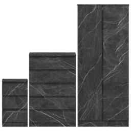Zita Grey Marble Effect 3 Piece Set - 2 Door Wardrobe, 5 Drawer Chest & 3 Drawer Bedside, Stylish Bedroom Storage - thumbnail 5