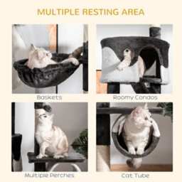 Pawhut Kitten Tower Adjustable 240-260Cm, Scratch Posts, Houses, White - thumbnail 7