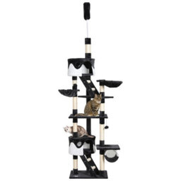 Pawhut Kitten Tower Adjustable 240-260Cm, Scratch Posts, Houses, White - thumbnail 2